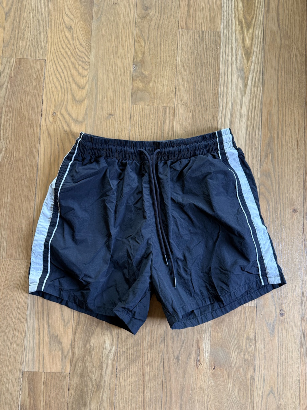 Abercrombie & Fitch Black Nylon Shorts w/Side Stripes
